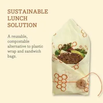 Bee's Wrap Reusable Beeswax Food Wraps Made in the USA, Eco Friendly Beeswax Wraps for Food, Sustainable Organic Cotton Wrap, Sandwich Wrap for Bread, Honeycomb Pattern