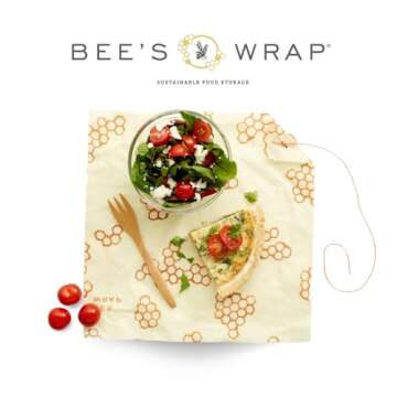 Bee's Wrap Reusable Beeswax Food Wraps Made in the USA, Eco Friendly Beeswax Wraps for Food, Sustainable Organic Cotton Wrap, Sandwich Wrap for Bread, Honeycomb Pattern