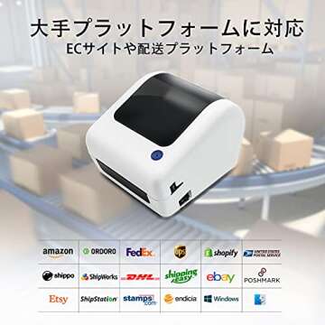 JADENS Thermal Shipping Label Printer - 4x6 Desktop Label Maker for Shipping Packages, Compatible with Mac, Windows, Work with Ebay, Etsy, Amazon, UPS, Shopify, No Toners.