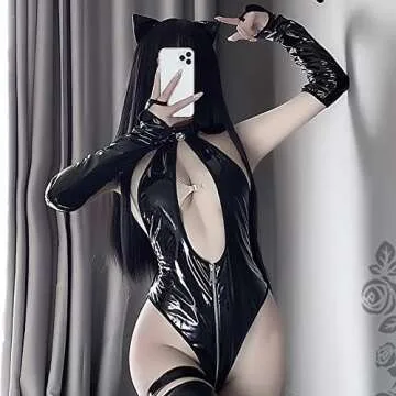 Latex Cat Cosplay Costume | Sexy Bodysuit for Halloween