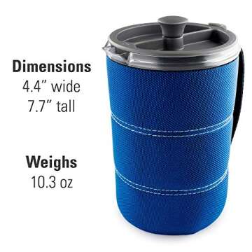 GSI Outdoors, 30 Fl Oz JavaPress, French Press Coffee Mug, Superior Backcountry Cookware Since 1985, Blue
