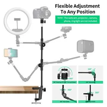 Adjustable Webcam Stand with Universal Phone Holder
