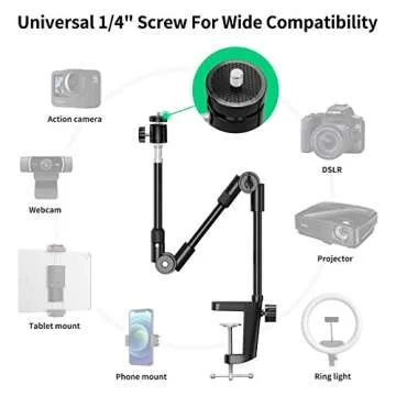 Adjustable Webcam Stand with Universal Phone Holder