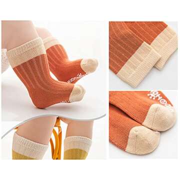 QandSweet Baby Boy Combed Cotton Socks Toddler Ankle Sock Non-Skid Newborn Infants (1-3 Years, Multi...