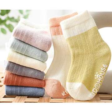 QandSweet Baby Boy Combed Cotton Socks Toddler Ankle Sock Non-Skid Newborn Infants (1-3 Years, Multicolor)