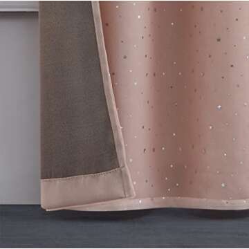 Juicy Couture Melody Night Star Cutout Curtains | 2-Pack Room Darkening Curtains, 38" Wide (76" for Pair) x 84 L | Sky Embellished Thermal Insulated Window Curtain Panels | Blush Curtains