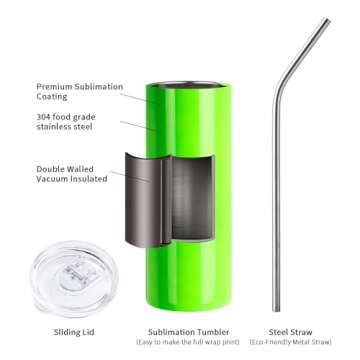 PYD Life Neon Sublimation Tumblers 20 oz 8 Pack