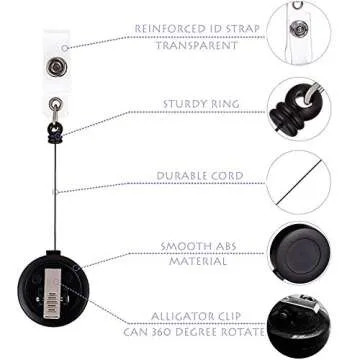 QREEL - 2 Pack - Retractable ID Name Badge Holder Reels with Swivel Alligator Clip (Black)