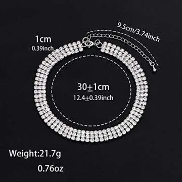 Layered Chain Necklace with Rhinestones for Women