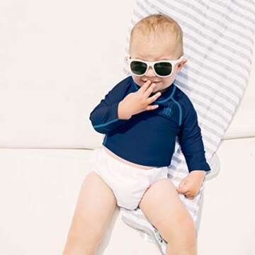 i Play. Baby Ultimate Reusable Snap Swim Diaper, New White, 6 Months