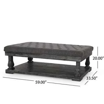 Christopher Knight Home Gavin Contemporary Fabric Rectangular Ottoman, Charcoal and Gray