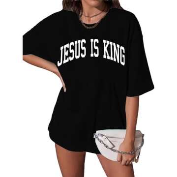 Christian Oversized Shirt Women Jesus Tshirt Jesus Love You Shirts Jesus Faith Tops Bible Verse Insp...