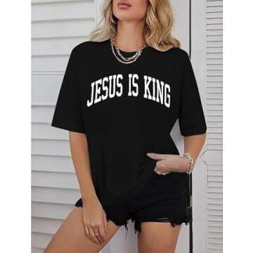 Christian Oversized Shirt Women Jesus Tshirt Jesus Love You Shirts Jesus Faith Tops Bible Verse Inspirational Tee Black