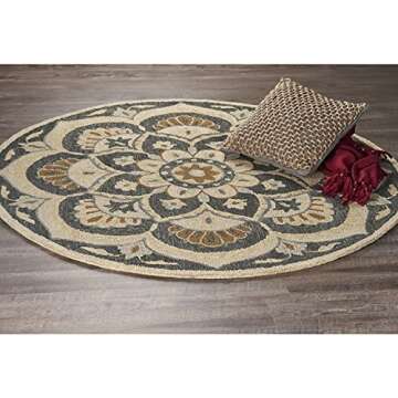 LR Home 6ft Round Indoor Wool Area Rug for Home Decor | Rugs for living room, bedroom, playroom, ent...