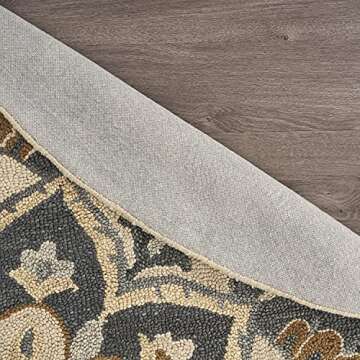 LR Home 6ft Round Indoor Wool Area Rug for Home Decor | Rugs for living room, bedroom, playroom, entryway, office | Hand woven modern farmhouse Large boho area rug for room decor | Black/Multicolor