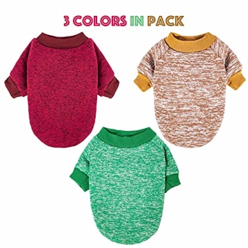 MOIRIG 3-Pack Dog Sweaters Warm Soft Pet Clothes