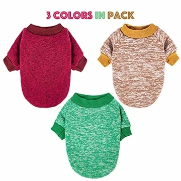 MOIRIG 3-Pack Dog Sweaters Warm Soft Pet Clothes