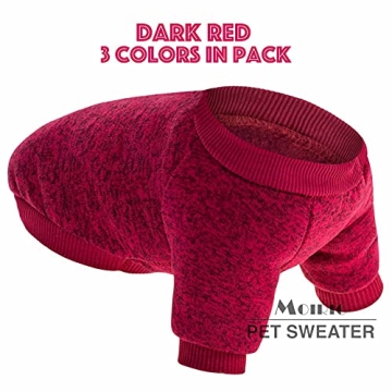 MOIRIG 3-Pack Dog Sweaters Warm Soft Pet Clothes