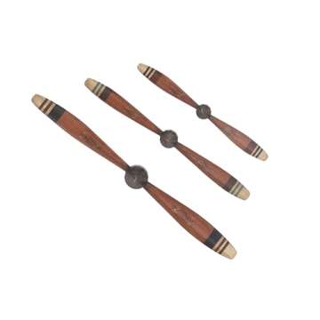 Deco 79 Metal Airplane Propeller Home Wall Decor 2 Blade Wall Sculpture with Aviation Detailing, Set of 3 Wall Art 28", 36", 46"W, Red