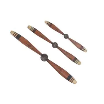 Deco 79 Metal Airplane Propeller Home Wall Decor 2 Blade Wall Sculpture with Aviation Detailing, Set of 3 Wall Art 28", 36", 46"W, Red