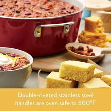 Ayesha Curry Home Collection Nonstick Sauce Pan/Saucepan with Lid, 4.5 Quart, Red