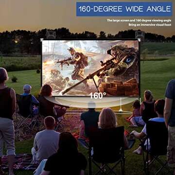 Projector Screen and Stand 150 inch 16:9 HD 4K Large Outdoor Projector Screen Portable Projection Mo...