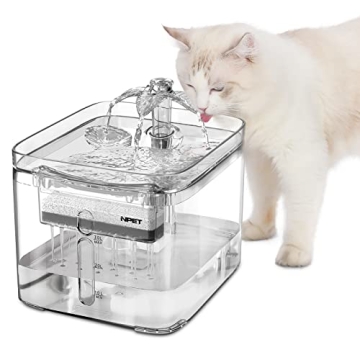 NPET Cat Water Fountain, 3L Automatic Pet Drinking Fountain Dog Water Dispenser with Quadruple-Actio...
