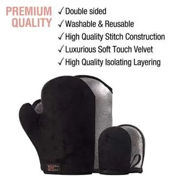 Tanning Mitt Kit – Self Tanner Mitten for Body and Face w/Exfoliation Mitt – Sunless Tanning Mitt Applicator - Double Sided, Washable, Ultra Soft Tanning Gloves for Tan with No Streaks