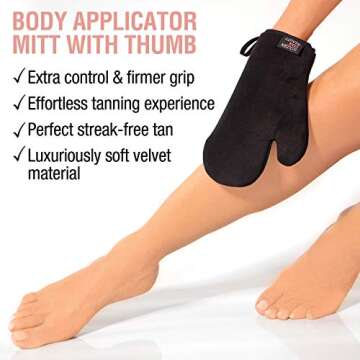 Tanning Mitt Kit – Self Tanner Mitten for Body and Face w/Exfoliation Mitt – Sunless Tanning Mitt Applicator - Double Sided, Washable, Ultra Soft Tanning Gloves for Tan with No Streaks