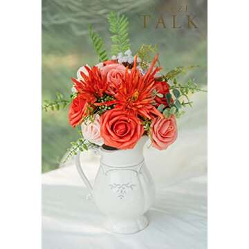 Breeze Talk Artificial Flowers Coral Roses 25pcs Realistic Fake Roses w/Stem for DIY Wedding Bouquets Centerpieces Arrangements Party Baby Shower Home Decorations