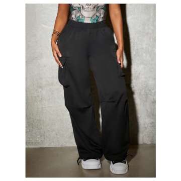 Stylish Women's High-Waisted Cargo Pocket Pants in Black
