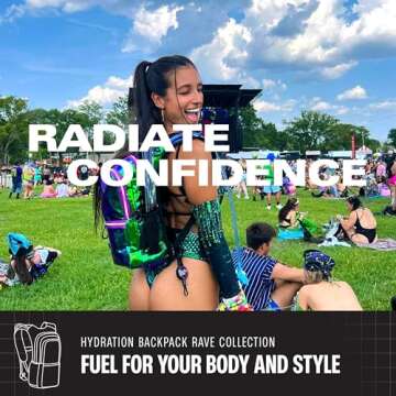 SOJOURNER Rave Hydration Pack Backpack - 2L Water Bladder Included for Festivals, Raves, Hiking, Biking, Climbing, Running and More (Medium) (Laser Holographic - Purple)