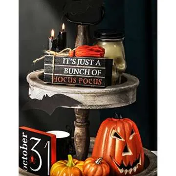 Halloween Wood Book Stack Hocus Pocus Mini Decor