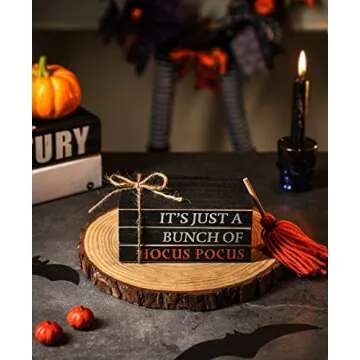 Halloween Wood Book Stack Hocus Pocus Mini Decor