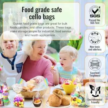 MORIDA 100pcs 6x10 Inch Clear Cellophane Treat Bags with 5" Twist Ties - Crystal Clear, Thick & Durable, Perfect for Party Favors, Cookies, Candies, Snacks & More