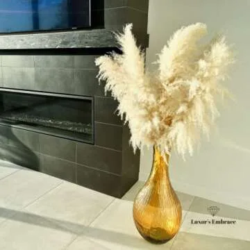 55" inch 5 Extra Tall Premium Natural Pampas, Pampas Grass Decor Tall, Wedding, Party, Boho, Office or Modern Decor, Large and Feathery, Perfect Tall Pampas Grass for Floor Vase.