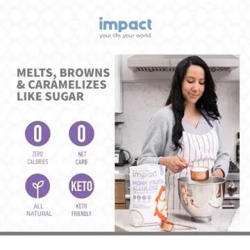 Impact - Monk Fruit Allulose Sweetener, Crystallized Blend Sugar Substitute - Zero Calorie Low-Carb Essential for Low-Carb Recipes - 4lb
