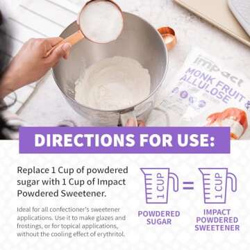Impact - Monk Fruit Allulose Sweetener, Crystallized Blend Sugar Substitute - Zero Calorie Low-Carb Essential for Low-Carb Recipes - 4lb