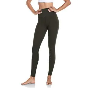 HeyNuts Extra Long High Waisted Leggings for Tall Women, Tummy Control Workout Yoga Pants Compression Leggings 31'' Dark Olive M(8/10)