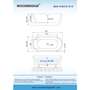 WOODBRIDGE 59" Acrylic Freestanding Bathtub - Luxury Comfort Solutions
