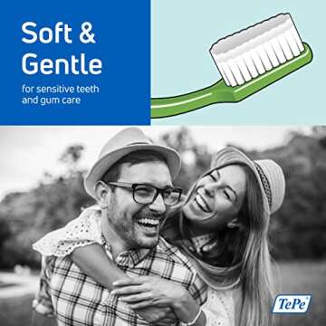 TEPE Supreme Toothbrush, Soft Bristle Toothbrush, Tapered Brush Head for Sensitive Teeth and Gum Car...
