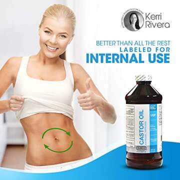 Castor Oil 16oz USP Food Grade Ultra Pure - Skin Healing Stimulate Growth of Hair Eyelashes Eyebrows - Cold Pressed Hexane Free Tasteless Odorless - Laxative For Constipation Labeled For Internal Use