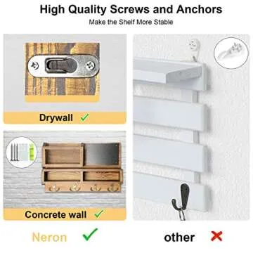 Key Holder for Wall, Mail Organizer Wall Mount with Key Hooks and Wallet Holder, Sunglasses Storage and Dog Leash Hanger, Decorative with 4 Double Hooks and Chalkboard