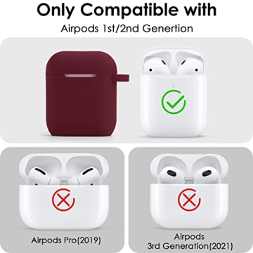 Filoto Compatible with Airpod 2&1 Case Cover, Cute Silicone Protective Accessories Cases/Keychain/Pompom, Best Gift for Girls and Women, Burgundy
