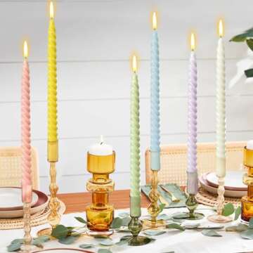 10 Inch Cream Spiral Taper Candles for Home Decoration, 12 Pack Candy-Color Candlesticks for Dinner ...