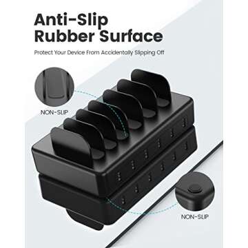 50W 6 Ports Multi Charger: Fast & Organized Charging Station