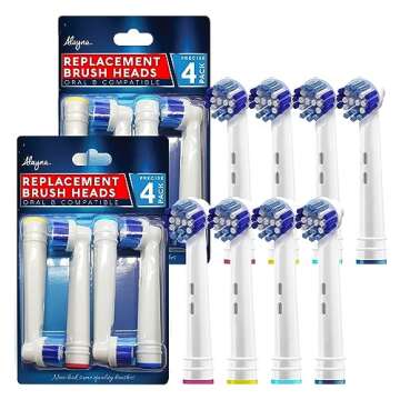 Replacement Brush Heads Compatible with OralB Braun- Pack of 8 Professional Electric Toothbrush Heads- Precision Refills for Oral-b 7000, Clean, Oral B Pro 1000, 9600, 500, 3000, 8000, Vitality Plus!