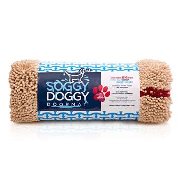 Soggy Doggy Doormat with Bone Design, Microfiber Chenille Indoor Wet Dog Mat for Muddy Paws and Dryi...
