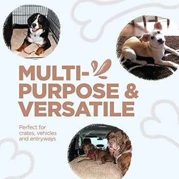 Soggy Doggy Doormat with Bone Design, Microfiber Chenille Indoor Wet Dog Mat for Muddy Paws and Drying, Ultra-Absorbent Dog Mats for Sleeping and Lounging, Beige/Red Bone