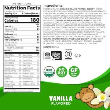 Orgain Organic Kids Nutritional Protein Shake, Vanilla, Healthy Kids Snacks, 8g Dairy Protein, 3g Fi...